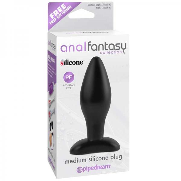 Anal Fantasy Medium Silicone Plug Black - OmniPleasures