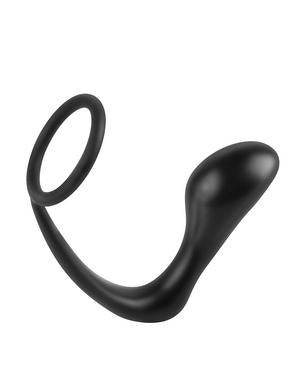 Ass-Gasm Silicone Cockring Plug - Black - OmniPleasures