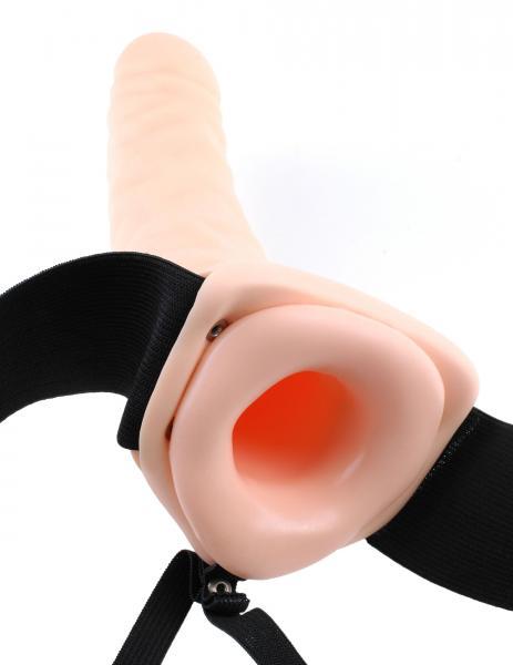 Hollow Strap On 8 inch Dildo - Beige - OmniPleasures