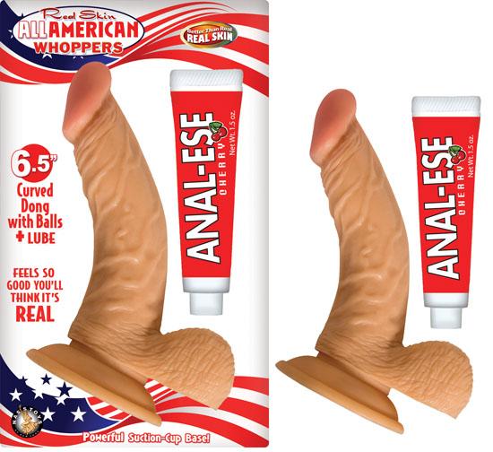 All American Whoppers 6.5 inches Curved Dong Balls + Anal Ese - OmniPleasures