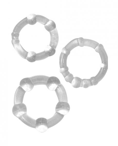 Ram Beaded Cock Rings Clear Pack of 3 - OmniPleasures