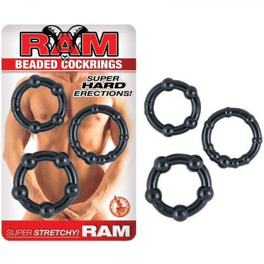 Ram Beaded Cockrings Black - OmniPleasures