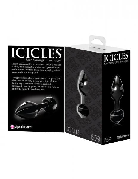 Icicles No. 44 Black Glass Butt Plug - OmniPleasures