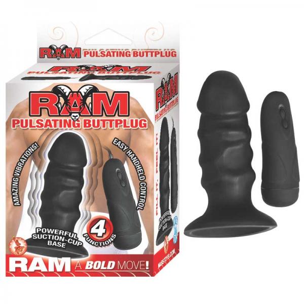 Ram Pulsating Butt Plug 4 Function Black - OmniPleasures