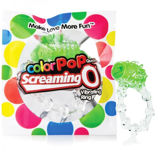 Color Pop Quickie Screaming O Green Vibrating Ring - OmniPleasures