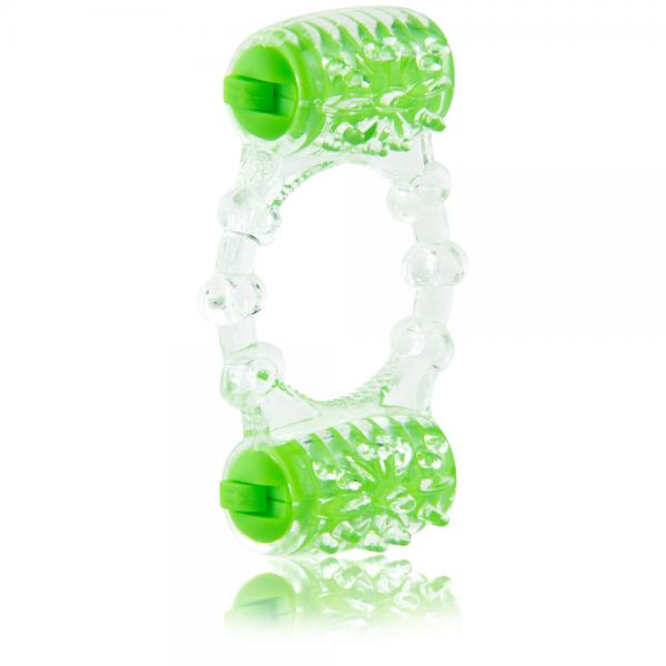 Color Pop Two O Quickie Green Vibrating Ring - OmniPleasures