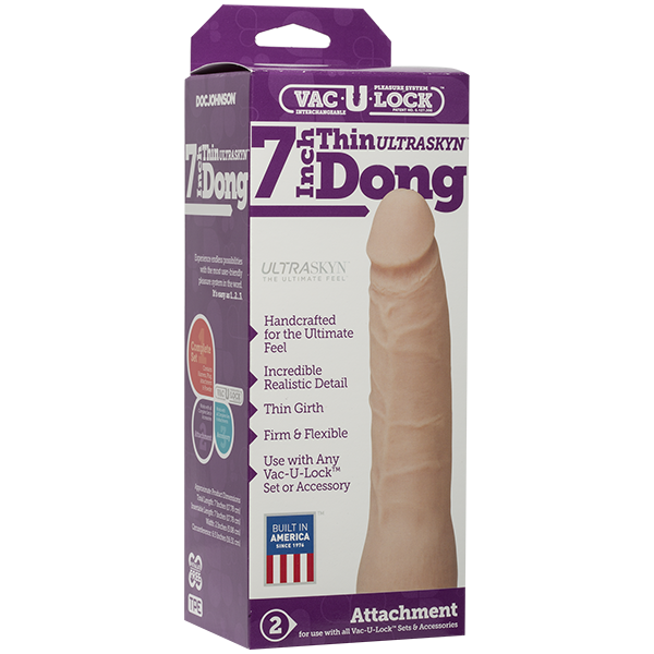 Vac-U-Lock 7in Ultraskyn Thin Dong - Beige - OmniPleasures