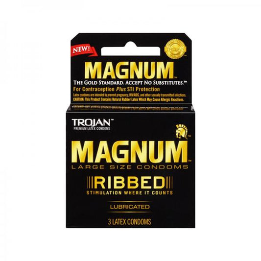 Trojan Magnum Ribbed Latex Condoms 3 Pack - OmniPleasures