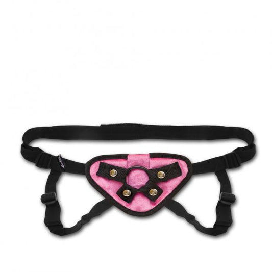 Lux Fetish Velvet Strap On Harness Pink O/S - OmniPleasures