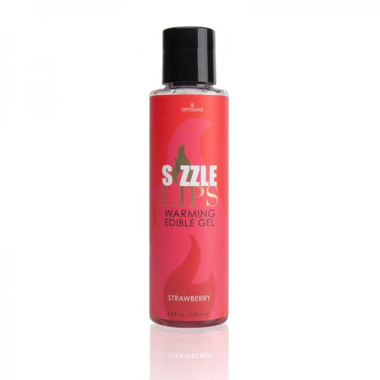 Sizzle Lips Edible Warming Gel Strawberry 4.2oz - OmniPleasures