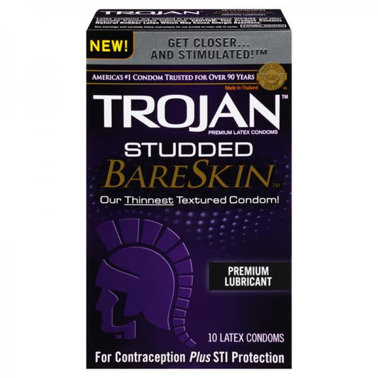 Trojan Studded Bareskin Condoms 10 Package - OmniPleasures