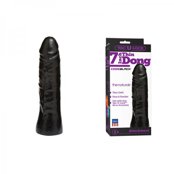 Vac U Lock Code Black Natural Thin Dong 7 Inches - OmniPleasures