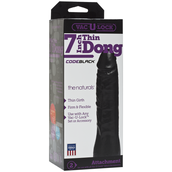 Vac U Lock Code Black Natural Thin Dong 7 Inches - OmniPleasures