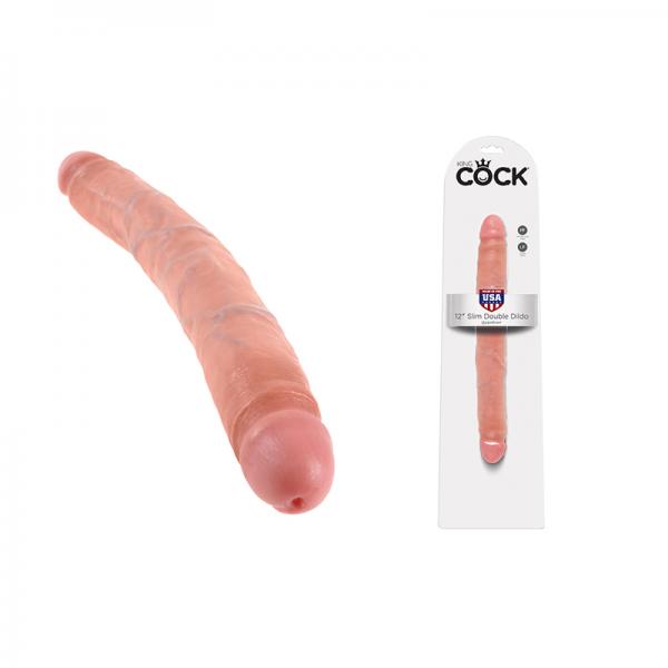 King Cock 12in Slim Double Dildo - Beige - OmniPleasures