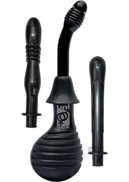 The Big Douche W/3 Unique Attachments Black - OmniPleasures