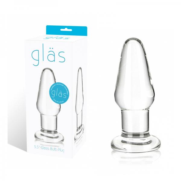 Glas 3.5 inches Glass Butt Plug Clear - OmniPleasures