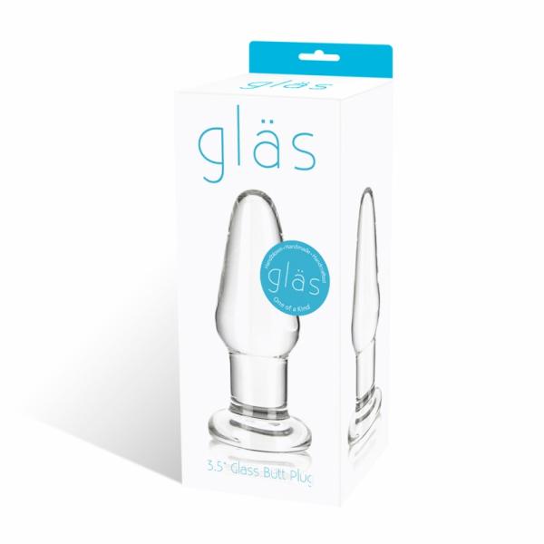 Glas 3.5 inches Glass Butt Plug Clear - OmniPleasures