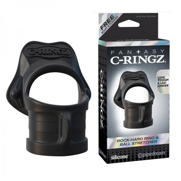 Fantasy C-Ringz Rock Hard Ring & Ball Stretcher Black - OmniPleasures