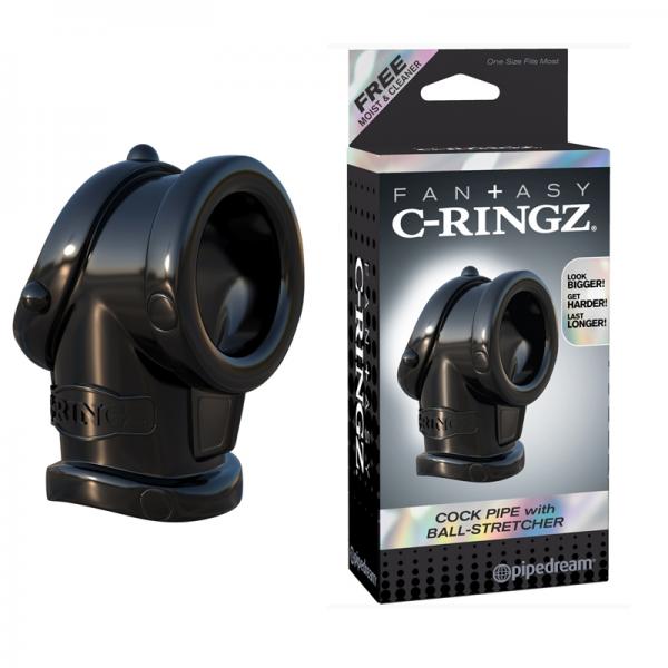 Fantasy C-Ringz Cock Pipe Ball Stretcher Black - OmniPleasures