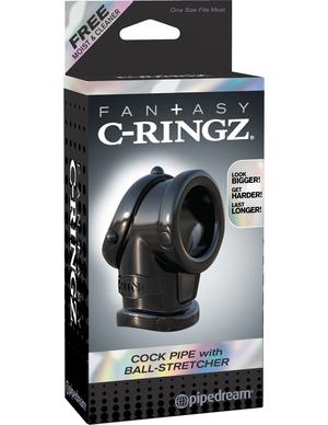 Fantasy C-Ringz Cock Pipe Ball Stretcher Black - OmniPleasures