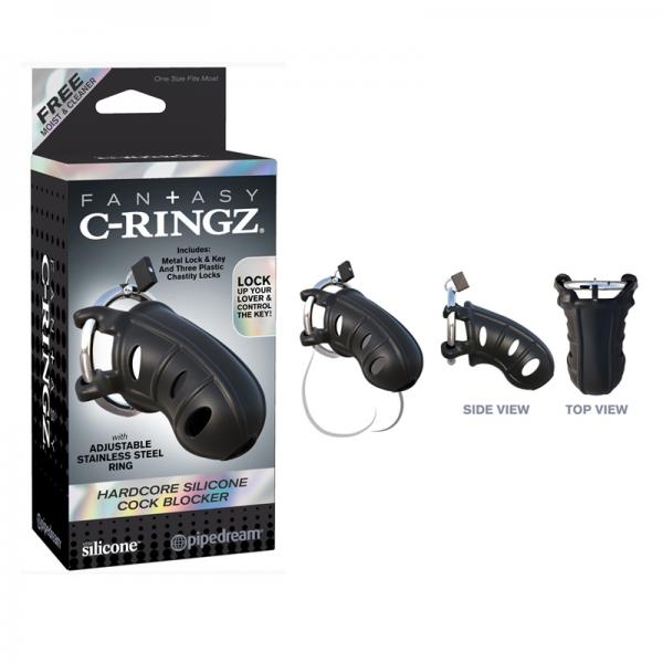 Fantasy C-Ringz Hardcore Silicone Cock Blocker Black - OmniPleasures