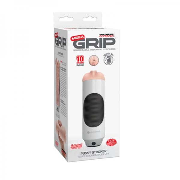 Mega Grip Squeezable Vibrating Strokers Pussy - OmniPleasures