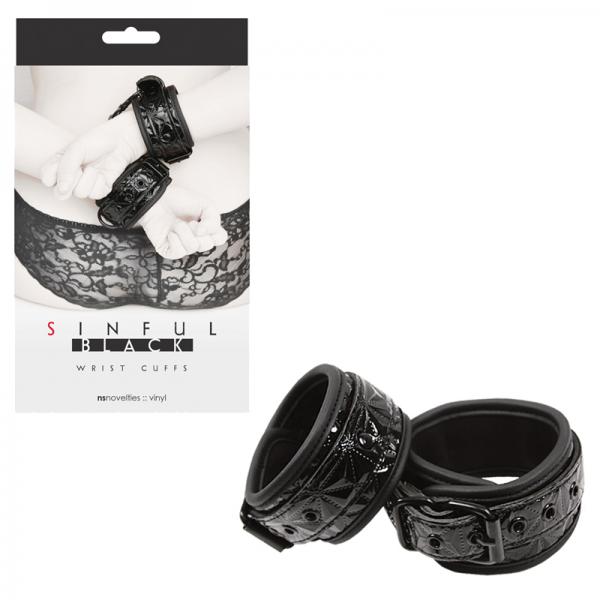 Sinful Black Wrist Cuffs - OmniPleasures