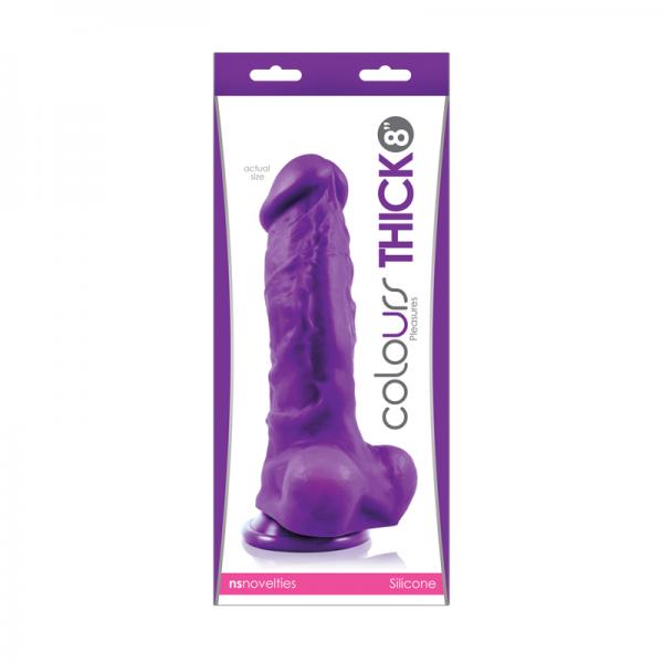 Colours Pleasures Thick 8 inches Purple Dildo - OmniPleasures