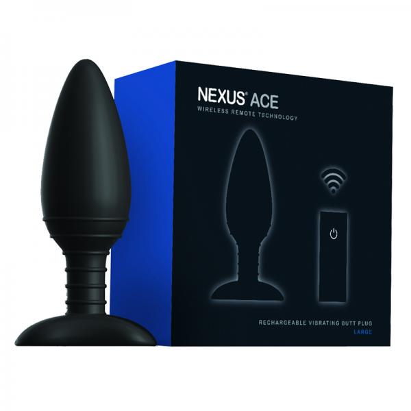 Nexus Ace Remote Control Large Butt Plug Black - OmniPleasures