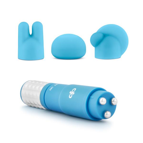 Revitalize Massage Kit with 3 Silicone Attachments Blue - OmniPleasures