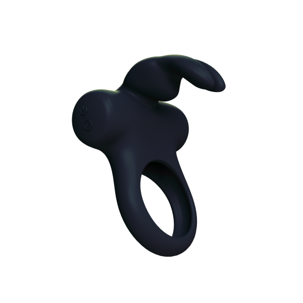 Frisky Bunny Vibrating Ring Black - OmniPleasures