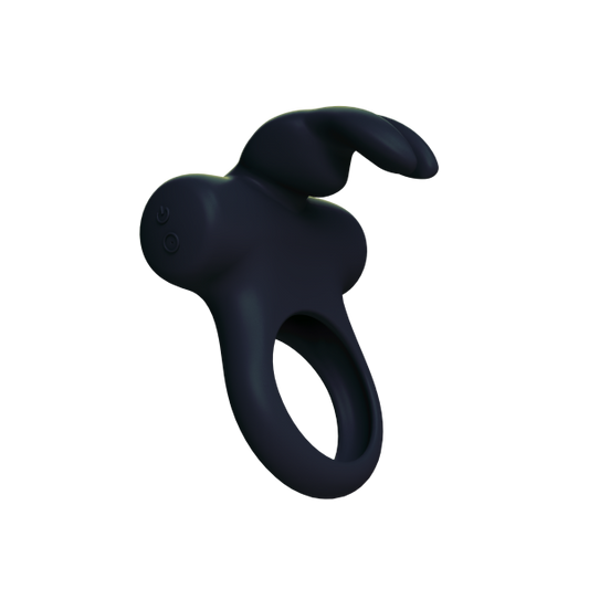 Frisky Bunny Vibrating Ring Black - OmniPleasures