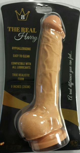 Real Harry Dildo Balls Suction Cup 8 inches Vanilla - OmniPleasures