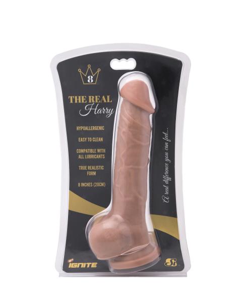 Real Harry 8 inches Dildo Balls Suction Cup Caramel - OmniPleasures