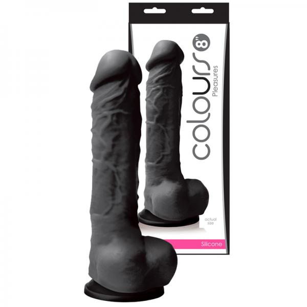 Colours Pleasures 8 inches Silicone Dildo - Black - OmniPleasures