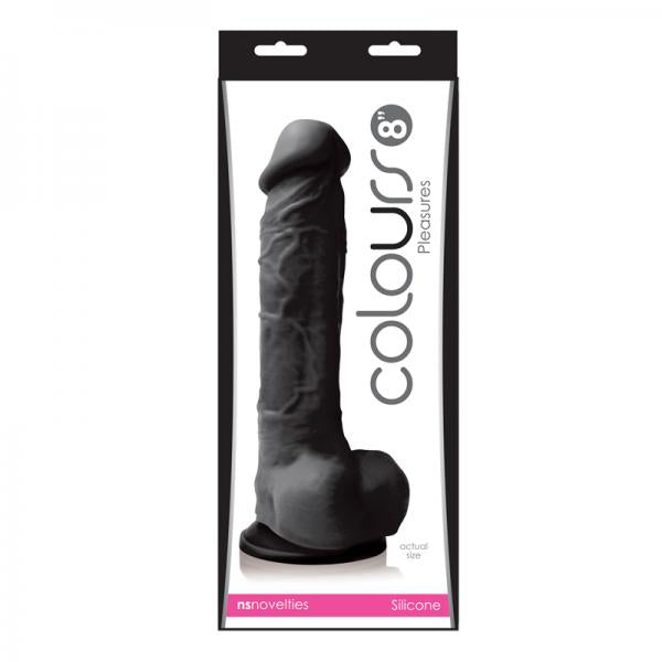 Colours Pleasures 8 inches Silicone Dildo - Black - OmniPleasures