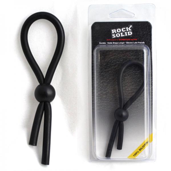 Rock Solid Lasso Single Adjustable Black Silicone Cock Tie - OmniPleasures