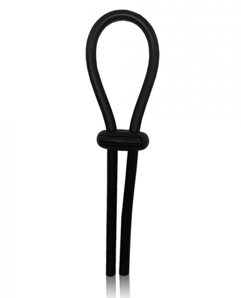 Rock Solid Lasso Single Adjustable Black Silicone Cock Tie - OmniPleasures