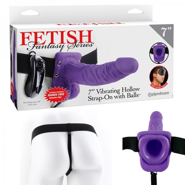 Fetish Fantasy 7in Vibrating Hollow Strap-on With Balls Purple - OmniPleasures