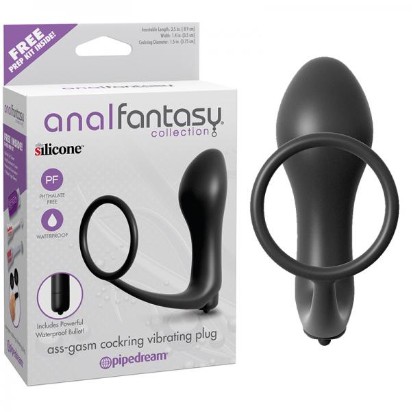 Anal Fantasy Ass Gasm Cockring Vibrating Plug Black - OmniPleasures