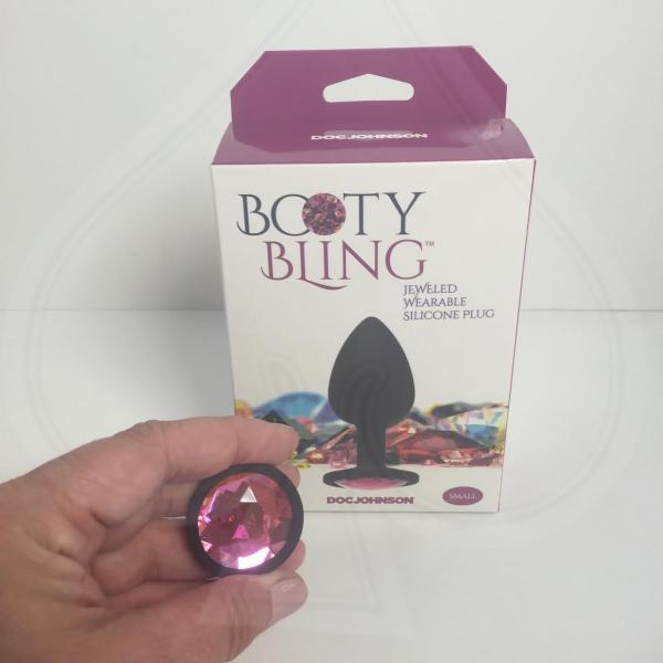 Booty Bling Small Black Plug Pink Stone - OmniPleasures