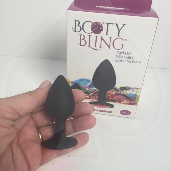 Booty Bling Small Black Plug Pink Stone - OmniPleasures