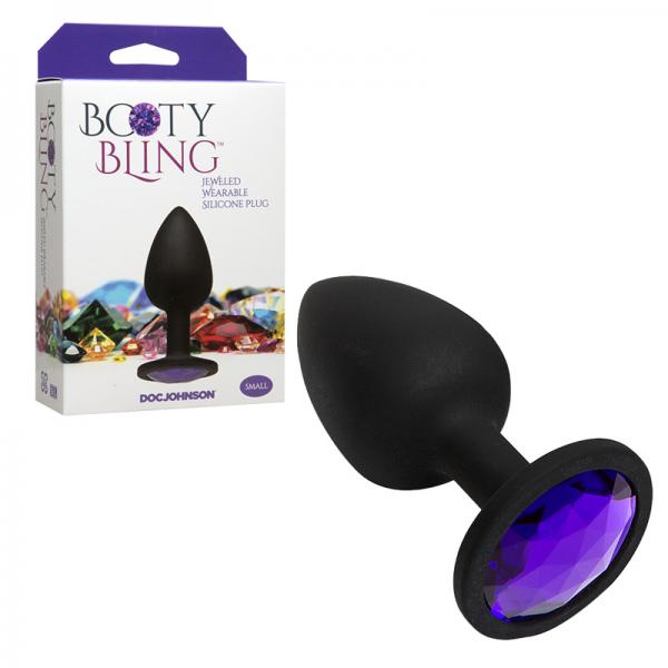 Booty Bling Small Black Plug Purple Stone - OmniPleasures