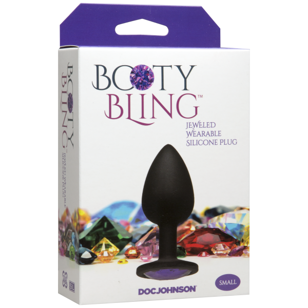 Booty Bling Small Black Plug Purple Stone - OmniPleasures