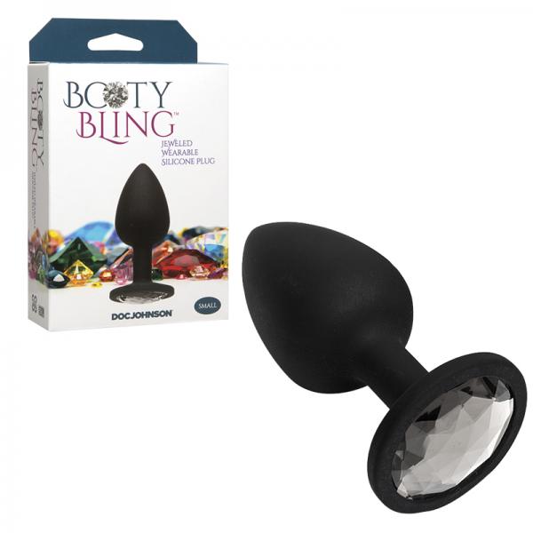 Booty Bling Small Black Plug Silver Stone - OmniPleasures