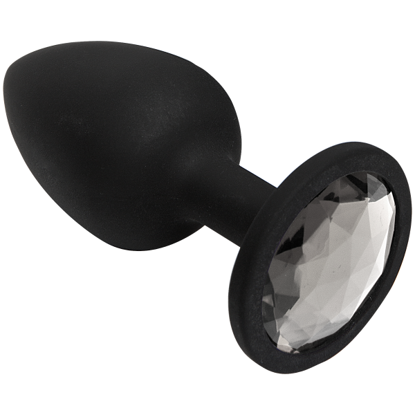 Booty Bling Small Black Plug Silver Stone - OmniPleasures