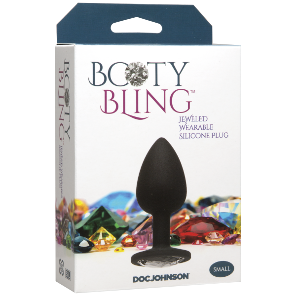 Booty Bling Small Black Plug Silver Stone - OmniPleasures