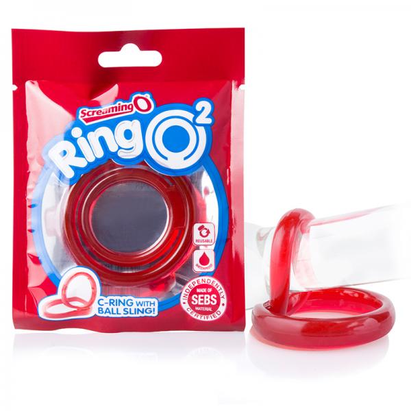 Screaming O Ringo 2 Red C-Ring with Ball Sling - OmniPleasures