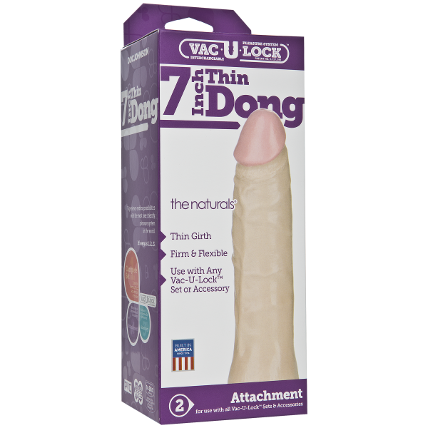 Vac-U-Lock 7in Thin Dong - Beige - OmniPleasures