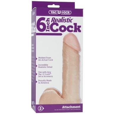 Vac-U-Lock 6in Realistic Dildo - Beige - OmniPleasures